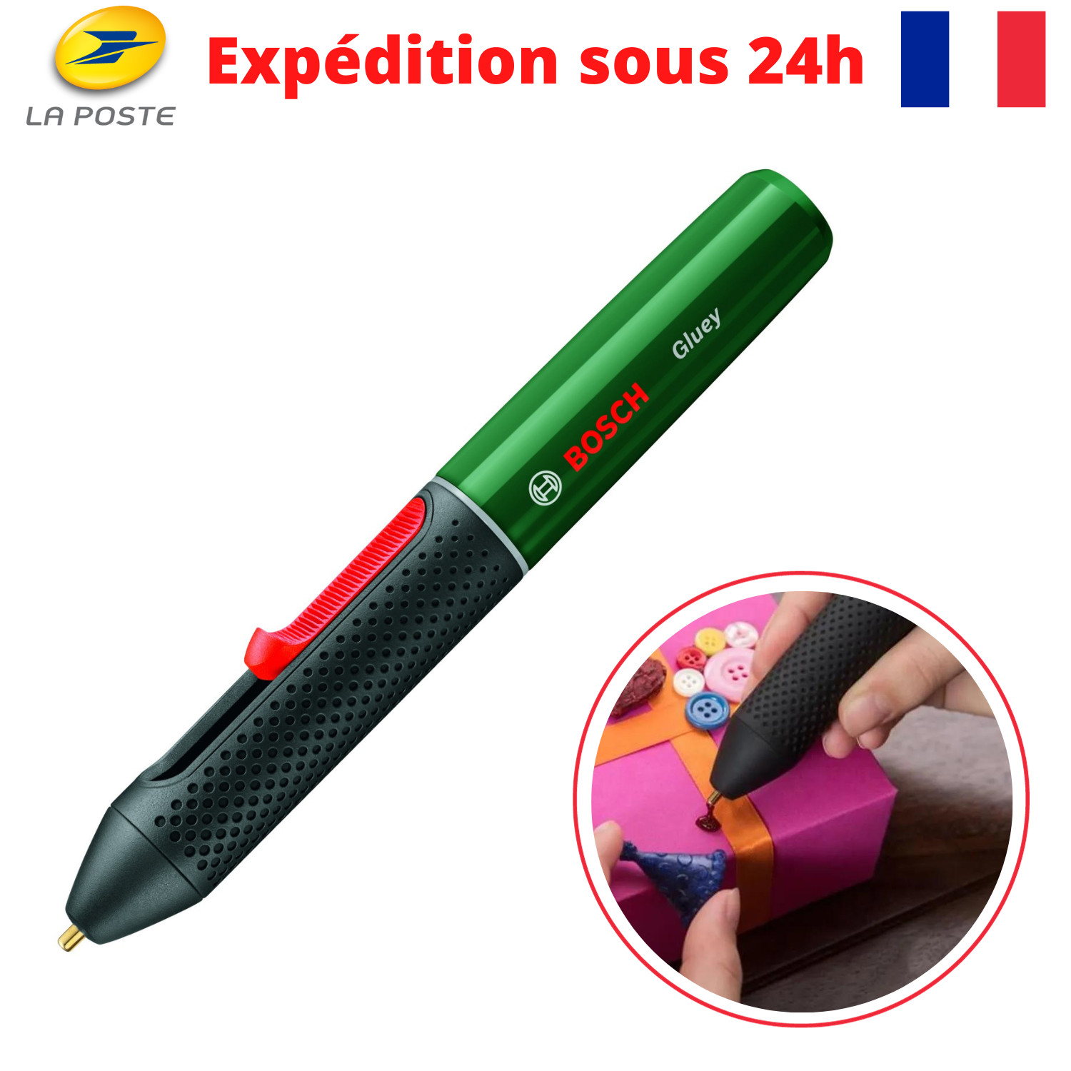 Stylo à colle sans fil Gluey à chauffe rapide pour assemblages précis sur bois et tissu