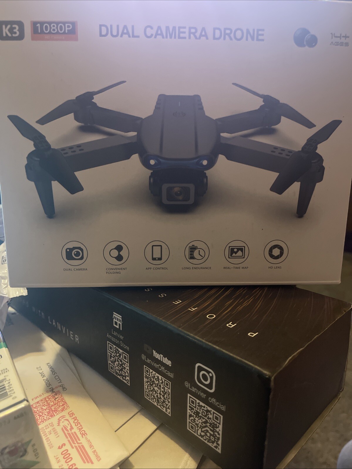 K3 1080p Dual Camera Drone Quadcoptor App Control HD Lens-image