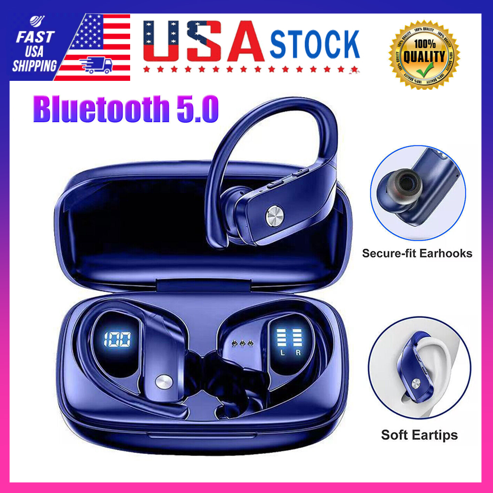Wireless Headphones Bluetooth 5.0 Stereo Ear Hook Headset TWS Earphones Earbuds