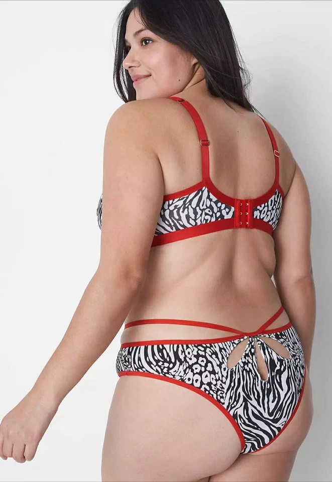 Sexy Panty Tanga Lane Bryant Microfibra Estampado Animal Tirantes Talla Grande 18/20 Foto 4 de 4