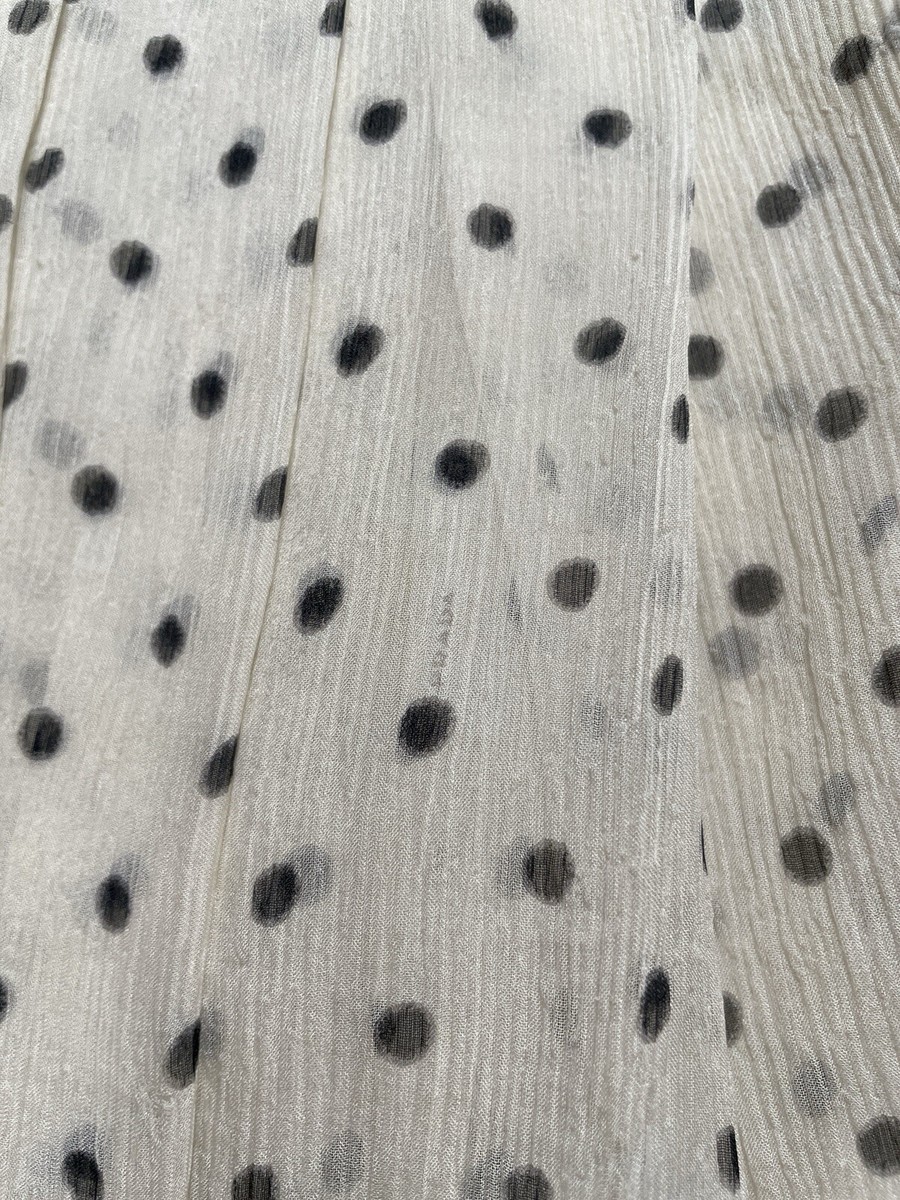 Prada Vintage Spring 2000 Cream Black Polka Dot Pleated Silk Prada Vintage Spring 2000 Cream Black Polka Dot Pleated Silk