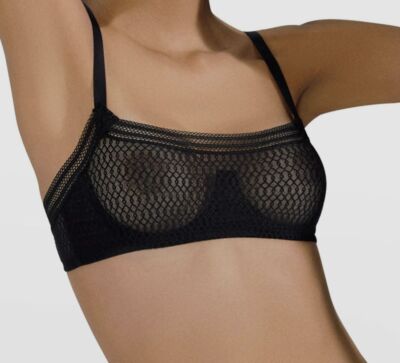 $131 Else Women's Black Fishnet Bandeau Underwire Bra Size 32C
