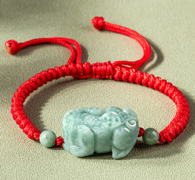 Natural Real Grade A 100% Green Jade Jadeite Dragon Son Pixiu