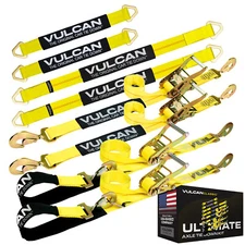 VULCAN Classic Yellow Axle & Ratchet Strap Tie Down Kit