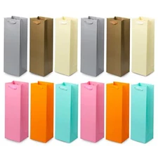 Color Wine Gift Bags 12-Packs Single Bottle Carry Bag Bulk with Handle Heavy ...