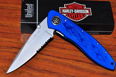 HARLEY DAVIDSON HD0034 FLAMING LEGEND III Blue 2001 HD KNIFE