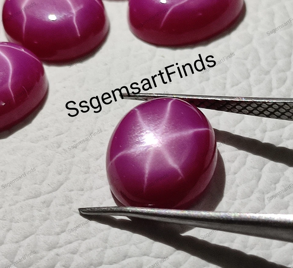 Lab Created ruby Lindy Star oval shape cabs loose gemstone for  jewelry making - Image 3 of 4