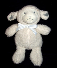 12" Grasslands Road Cream Sherpa Lamb Plush Gray Cross Foot Bow Stuffed Animal