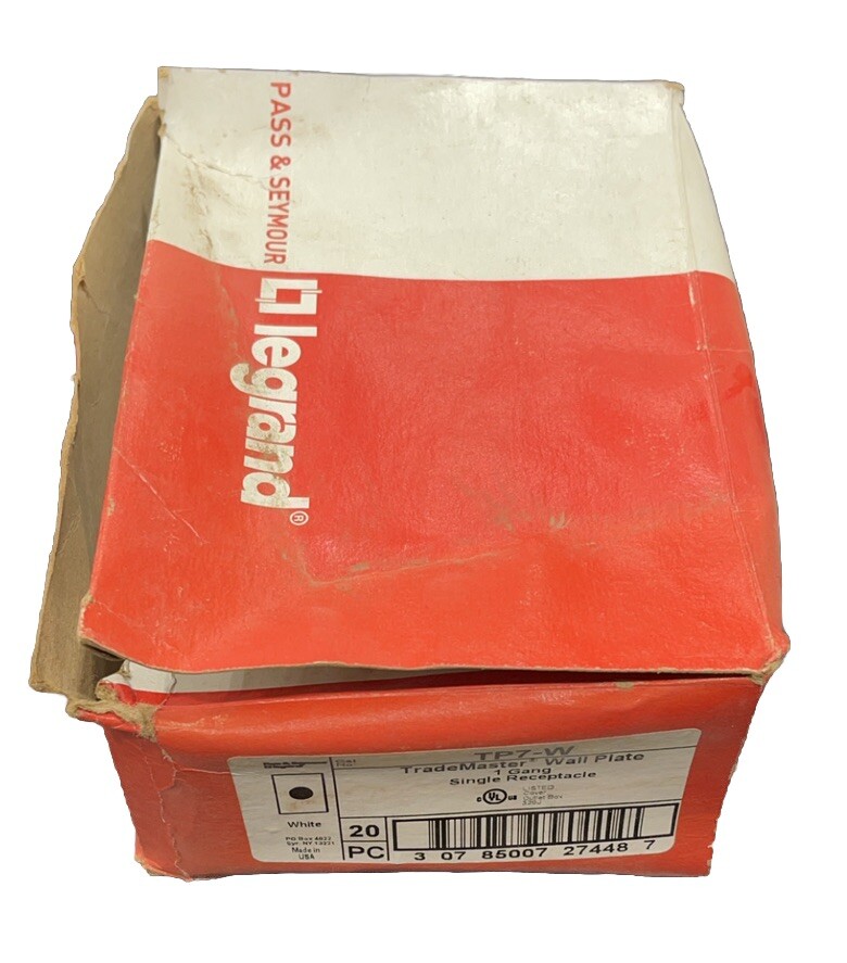 🔥(AN)(20)Legrand TP7-W Trademaster 1-Gang 1.406" Nylon Receptacle Wall Plate Wh