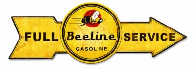 FULL SERVICE BEELINE GASOLINE ARROW 32'' HEAVY DUTY USA MADE METAL GAS ADV SIGN