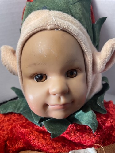 "Muñeco de peluche vintage disfraz niños elfo de Navidad pan de azúcar 16"" muy bueno" - Imagen 3 de 7