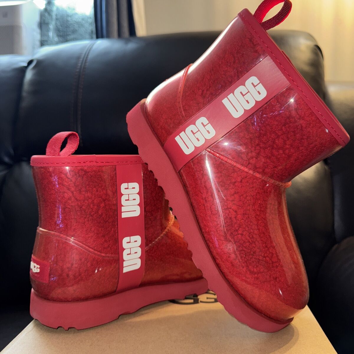 Ugg Classic Samba Red Mini Clear Waterproof Boots Women's Ugg Classic Samba Red Mini Clear Waterproof Boots Women's