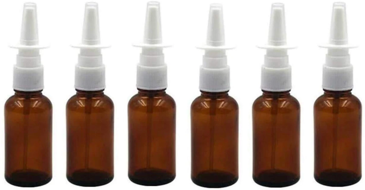6PCS 30Ml 1Oz Empty Refillable Glass Nasal Spray Bottle Nose