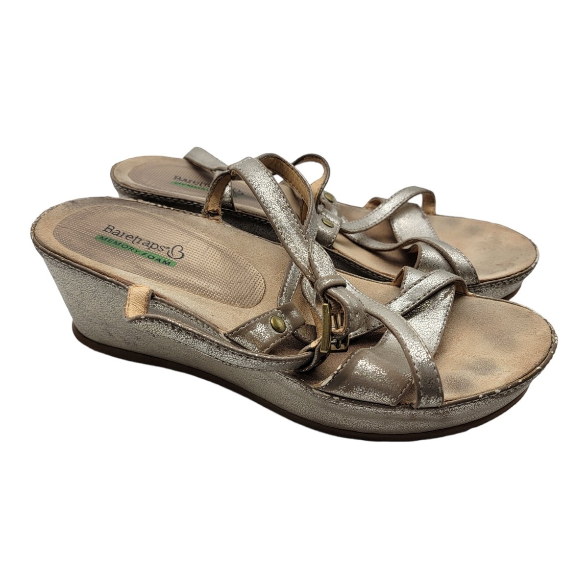 Baretraps Shoes Womens Size 8M Lotti Wedge Sandals Metallic Beach