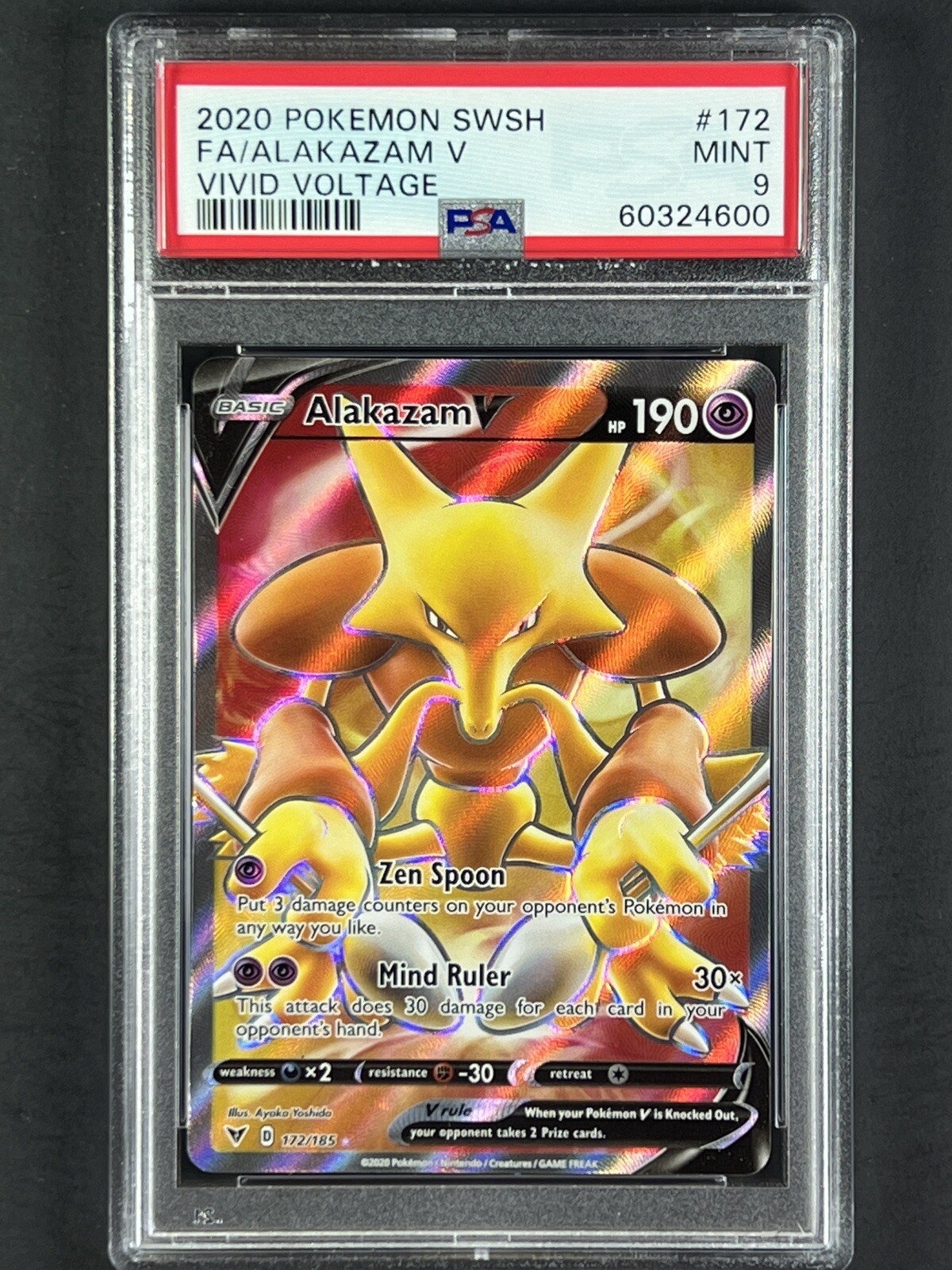 2020 Pokemon Swsh FA/Alakazam V Vivid Voltage PSA 9 #172