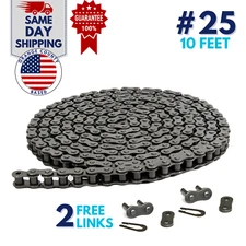 #25 Roller Chain 10 Feet with 2 Connecting Links