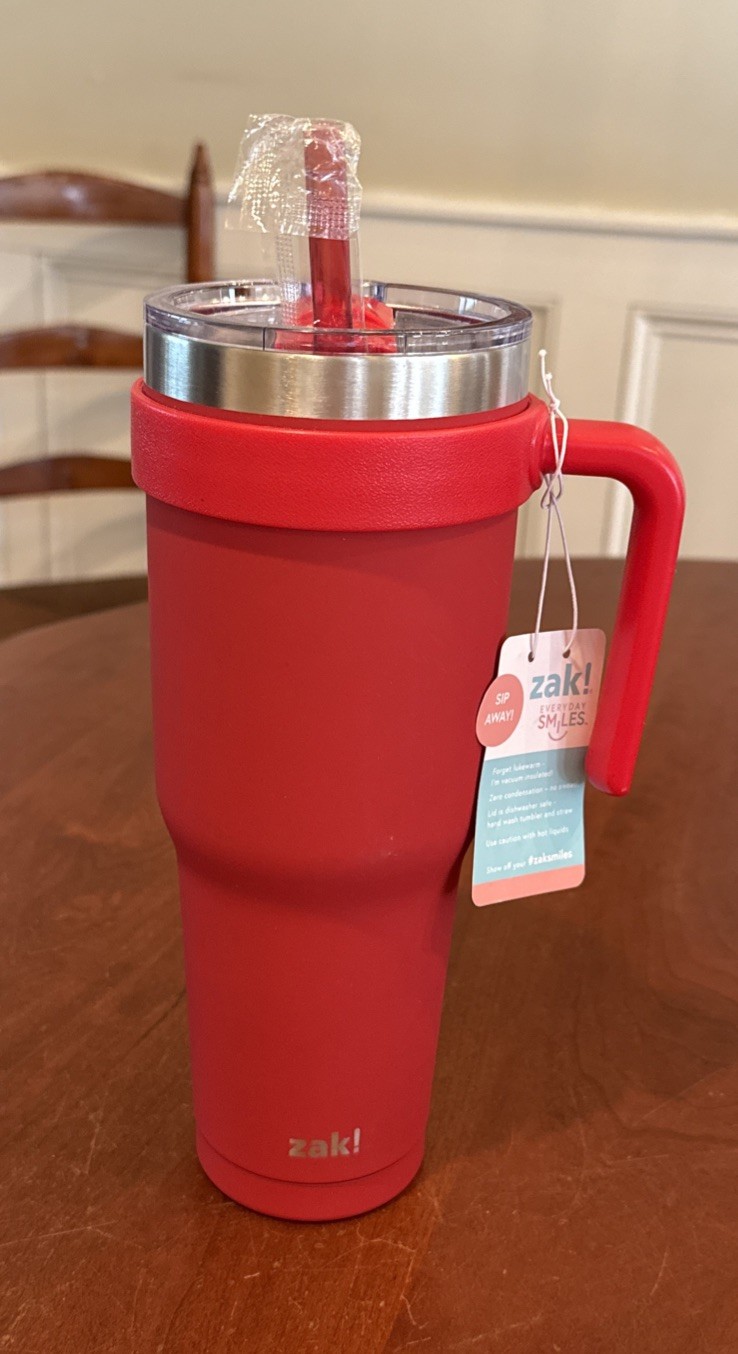 Zak Designs 40oz Stainless Red Water Bottle New