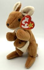 Ty Beanie Babies  Pouch  the Kangaroo  Baby Joey w/ Bones Error 1996