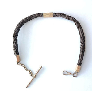 Antique Victorian Mourning Woven HAIR Pocket Watch Chain