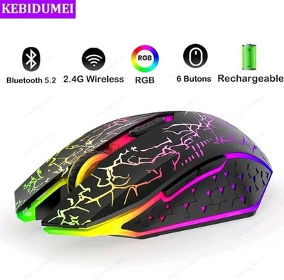 PC Maus Bluetooth + 2.4G RGB Drahtlose Computer Maus Gaming Maus 6 Tasten Stille