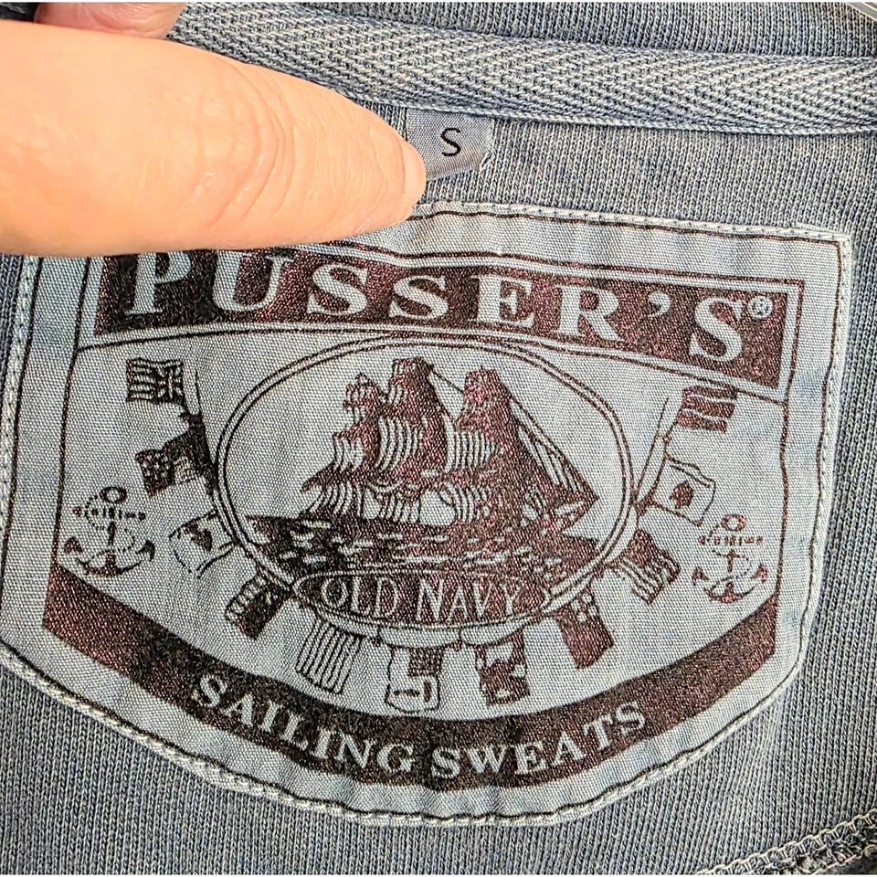 Suéter de vela Pusser's zíper completo azul cinza masculino tamanho P - Imagem 2 de 4