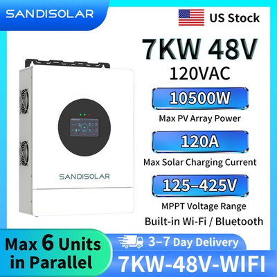 #ad #ad Hybrid Inverter 7000W 48V Solar Charger Paralle OFF GRID MPPT 120A SANDISOLAR $550.13