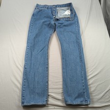 Levis 501 Jeans Mens 36x34 Blue Button Fly Western Faded Classic American