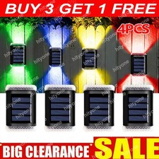 4X/PACK Colourful LED Solar Powered Fence Wall Lights Garden Step Decking Lamp