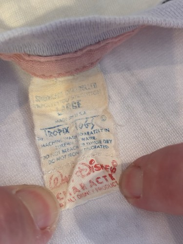 T-shirt Tropix Togs Disney Topolino anni 70 vintage grande USA bianco/grigio LEGGI - Foto 13 di 13