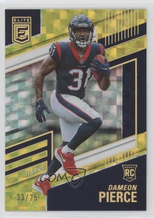2022 Panini Donruss Elite Rookies Yellow 33/75 Dameon Pierce #161 Rookie RC 1hs9