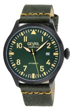 Nuovo GEVRIL Orologio Uomo Vaughn Automatico Cinturino Pelle, 44mm Verde