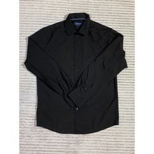 Nautica Mens Slim Fit Dress Shirt Black Long Sleeve Stretch Size M 15-15.5 32/33