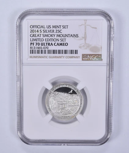 PF70 2014-S ATB Smoky Mountains Silver Quarter Limited Edition Set NGC *5882