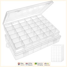 Clear Bead Storage Box with Adjustable Dividers for Crafting and Organizing