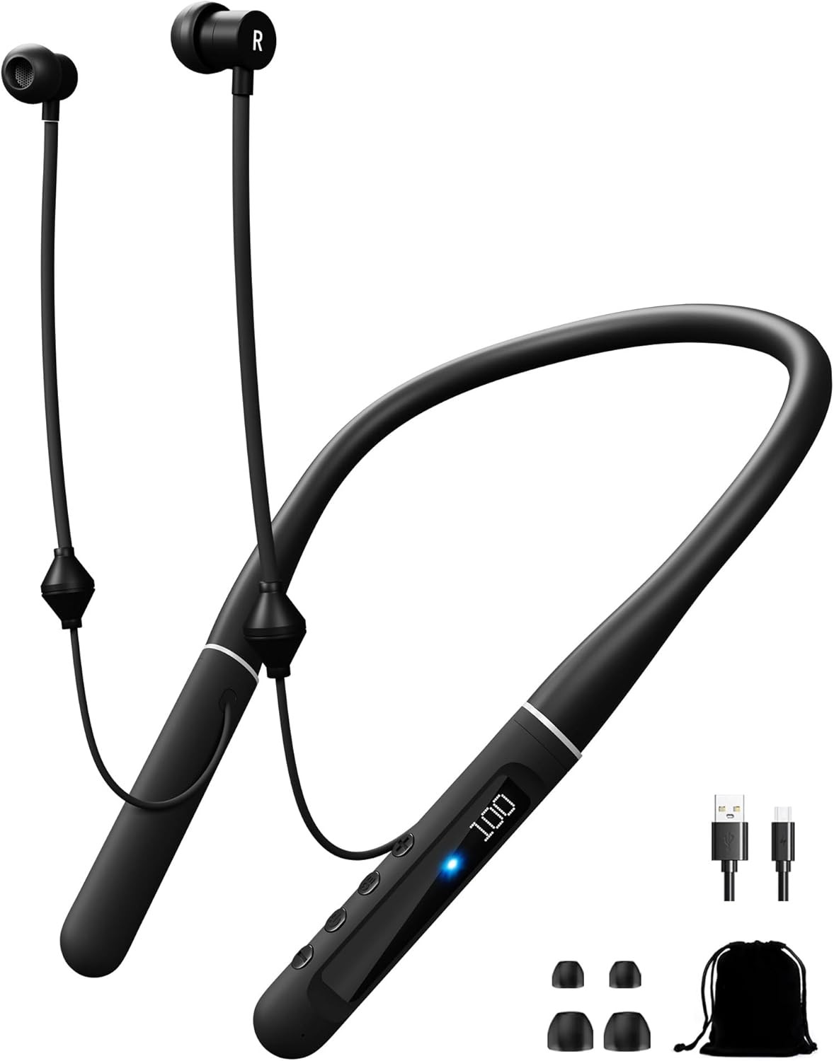 Air Tube Bluetooth Headphones with LED Battery Display,EMF F