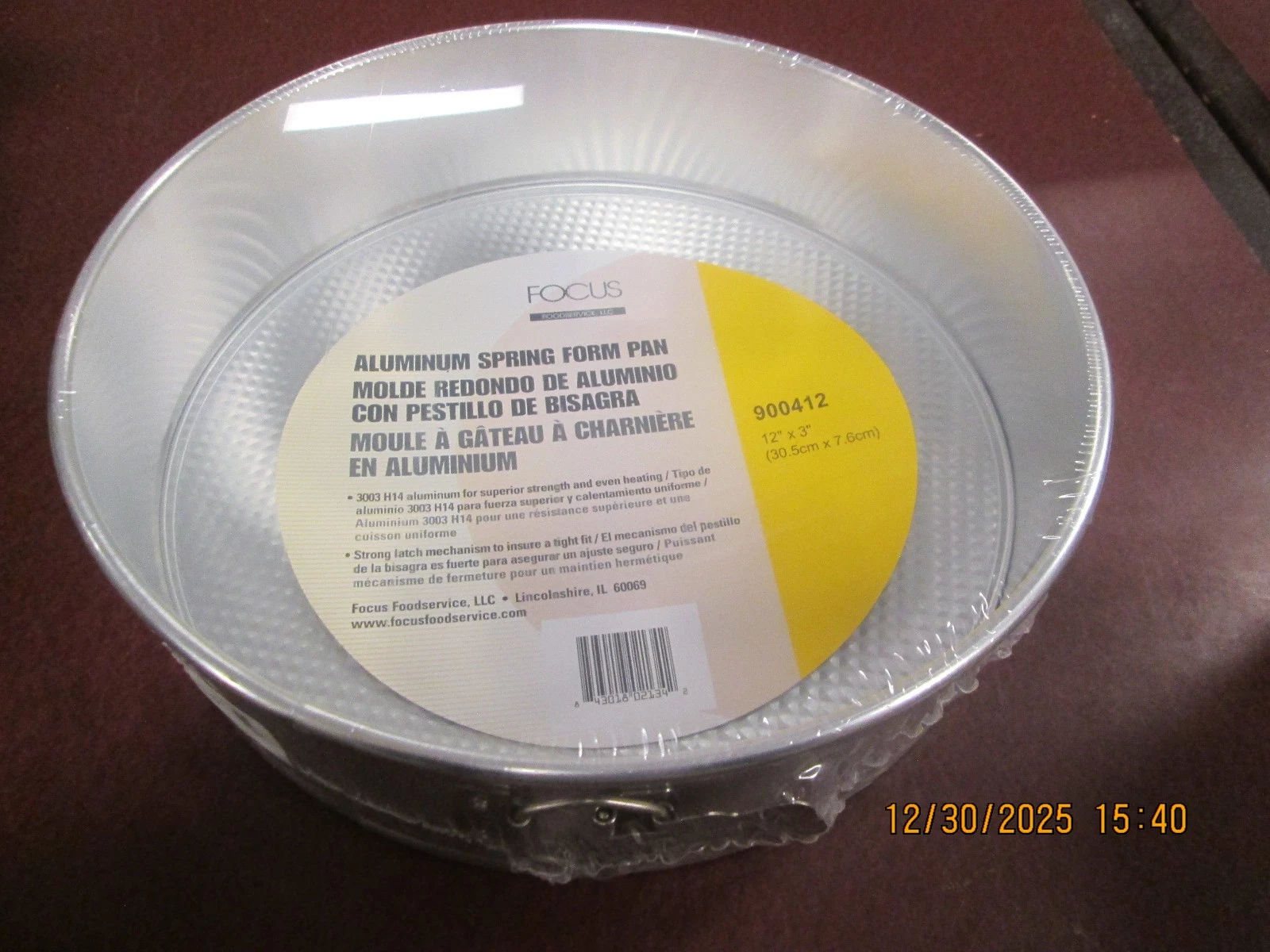 New Commercial Focus Aluminum Spring Form Cake Pan 12" x 3"