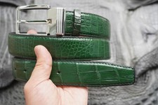 W 1.5 inch - Green Real CROCO Belly LEATHER Skin Men's Belt W12