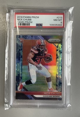 2018 Panini Prizm Nick Chubb Camo /25 Psa 8 Pop 2