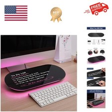 Glass Desktop Whiteboard - 17 X 7 Inches Small Dry Erase Board with Pink Ligh...