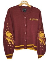 Harry Potter Gryffindor Cardigan Sweater SM Maroon Gold Button Up L/S Hogwarts