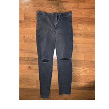 American Eagle Outfitters Skinny Distressed Black Denim Jeans High Rise Women
