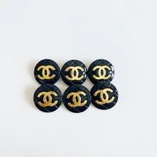 Chanel Vintage Designer Black Quilted  & Gold Button STAMPED | 6 PC Bundle