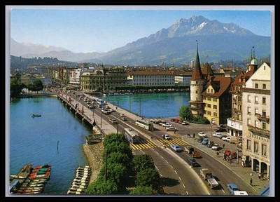 Ansichtskarte Luzern / Seebrücke mit Pilatus - Schweiz