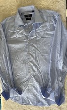 SERGIO VALENTINO ITALY 2 ply Blue Button Up Shirt cotton Size Large