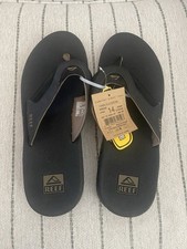 REEF Men's Fanning Flip Flop Bottle Opener Black/ Brown Size 14 New
