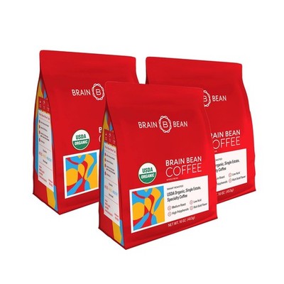 Brain Bean Organic Coffee   Smooth Taste & Rich Medium Roast   High Antioxidan