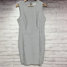 Calvin Klein Womens Black White Sleeveless Classic Career Sheath Dress Size 12
