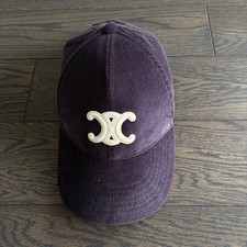 CELINE Triomphe Corduroy Baseball Cap Purple Size S 2AUT6000G Japan Used