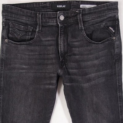 Herrens Replay M914 ANBASS Slim Tapered Elasthan Grau Jeans W32 L32