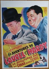 AVENTURES DE LAUREL ET HARDY affiche cinema belge repro ann. 80